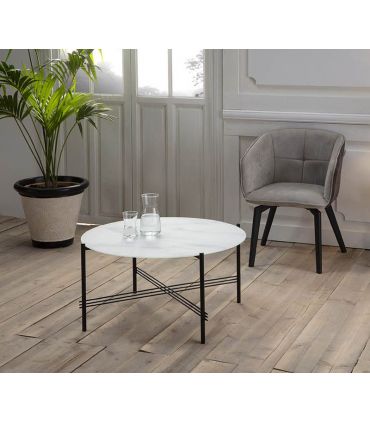 Table basse avec un dessus en verre effet marbre : Modèle KENDALL