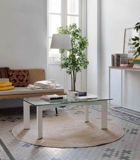 Table basse en fer forgé avec dessus en verre : Modèle PARIS