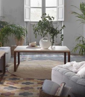 Table basse avec un dessus en bois de pin VIENA