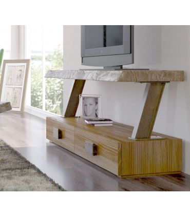 Table TV de style industriel en bois et métal : Modèle ZOUT