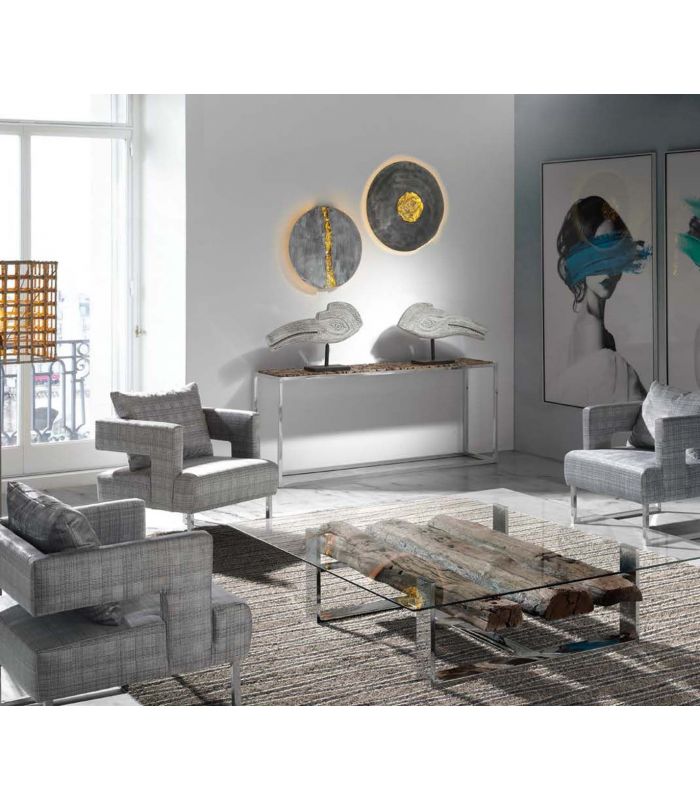 Consola moderna de acero y madera modelo LUXURY