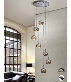 Luminaire suspension en acier ARIAN 7 lumières Dimmable