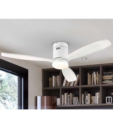Ventilateur de plafond silencieux avec lumière LED SIROCO Blanc