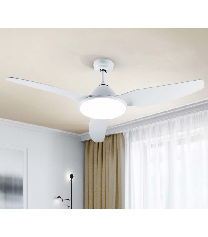 Ventilateur avec LED laqué en blanc ORISHO