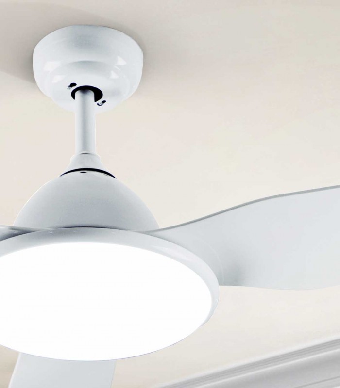 Ventilateur avec LED laqué en blanc ORISHO