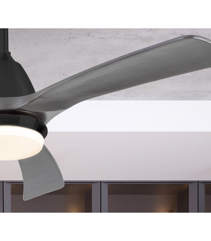 Ventilateur silencieux avec LED en métal et bois ASPAS noir