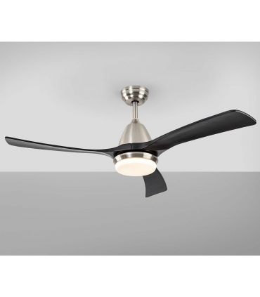 Ventilateur silencieux avec LED en métal et bois ASPAS Nickel/Noir