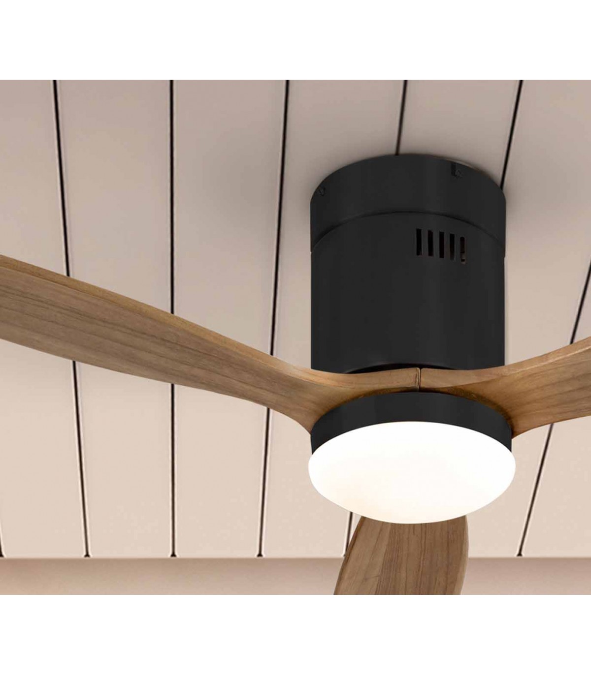 Ventilateur plafond noir et bois moteur silencieux