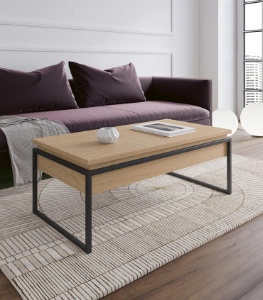 Table basse élevable en bois et métal : modèle SARAY