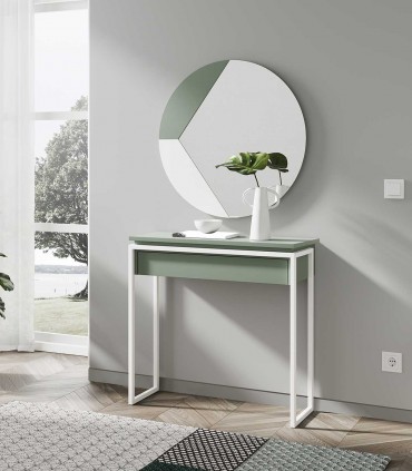Console en bois et metal blanc VICTOR