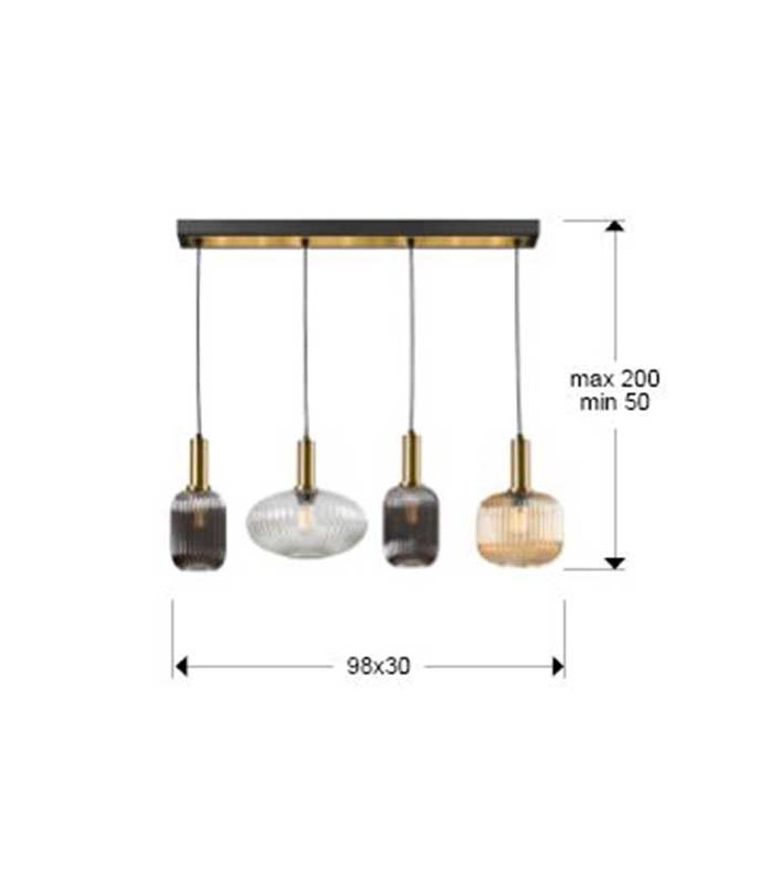 Suspension linéale avec des abat-jours en verre NORMA