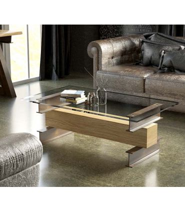 Table basse en bois et métal de stye industriel : Modèle BLOT