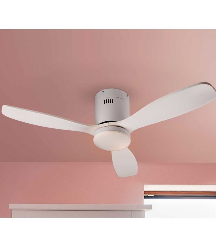 Ventilateur de plafond avec de la lumière LED SIROCO Blanc Mini
