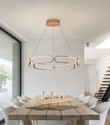 Suspension dorée LED COLETTE Doré-Rosé grand