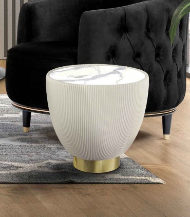 Table d'appoint de style moderne CANDY blanc