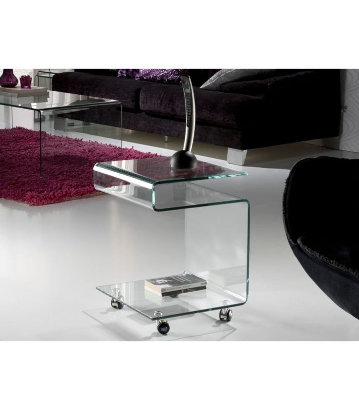 Mesa Auxiliar de cristal transparente : Colección GLASS