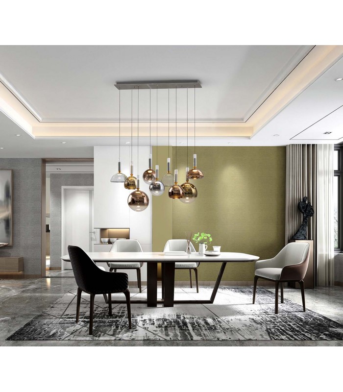 Lampe suspendue linéaire CHARLIZE 9 lumières Couleurs